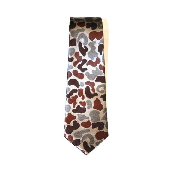 KNOTTERY Reserve ARMY PRINT Brown Khaki SILK Man Made SUIT TIE